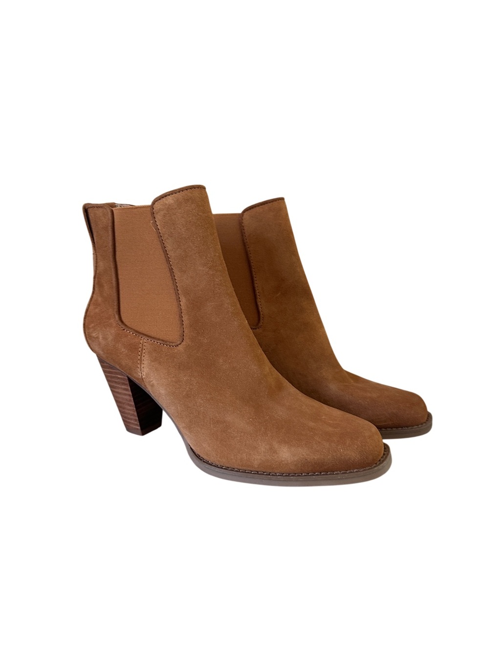 AEROSOLES Tan Brown Suede Chelsea Ankle Boots